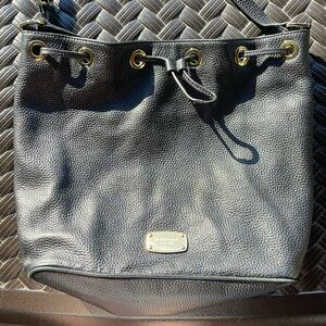 Michael Kors black faux leather bucket bag